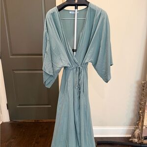 NA-KD Sage Green Maxi Wrap Dress
